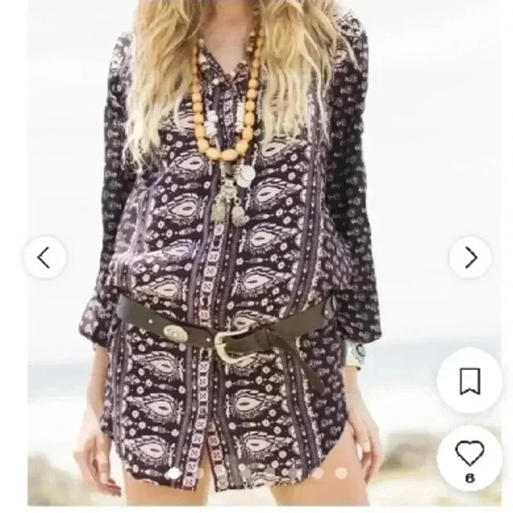 RARE Spell Gypsiana Button-down Shirt Dress size XS - Picture 2 of 9